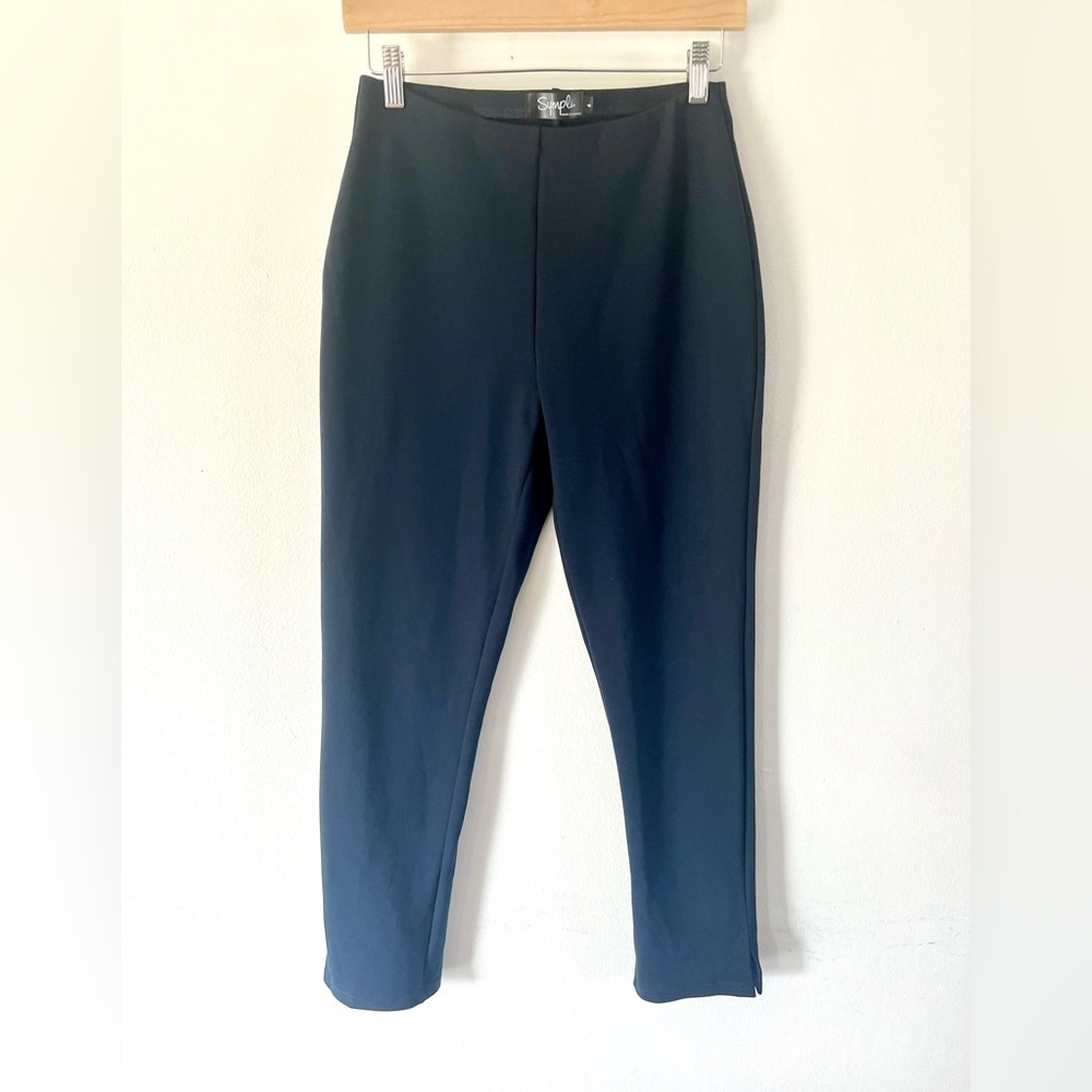 Sympli Ponte‎ Navy Blue Pull-On Elastic Waistband Tapered Ankle Pants Size 6